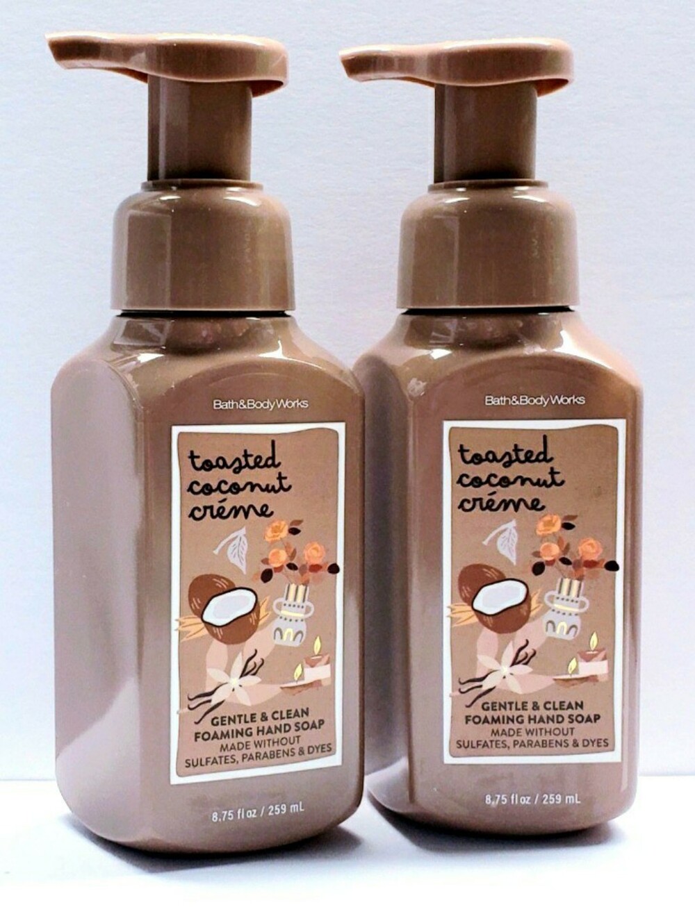 Bath & Body Works TOASTED COCONUT CRÈME Gentle & Clean Foaming Hand Soap (2 pcs)